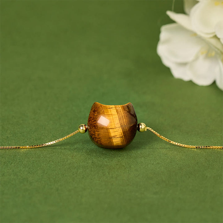 Buddha Stones Schutzarmband aus 925er Sterlingsilber mit Katzen- und Tigerauge - image 1