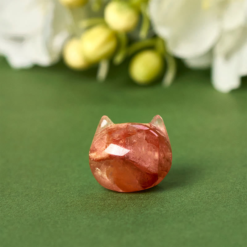 Buddha Stones 925 Sterling Silber Katzenkopf Natur Rot Blume Quarz Schutz Halskette Anhänger - image 11