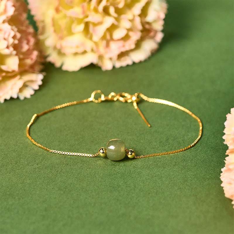 Buddha Stones 925 Sterling Silber Natürliche Jade Perle Fülle Kette Armband - image 1