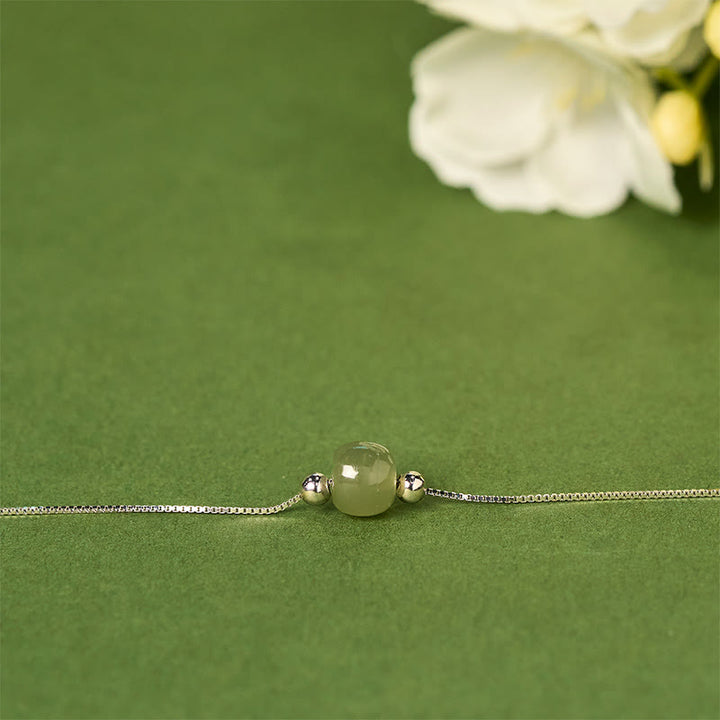 Buddha Stones 925 Sterling Silber Natürliche Jade Perle Fülle Kette Armband - image 11