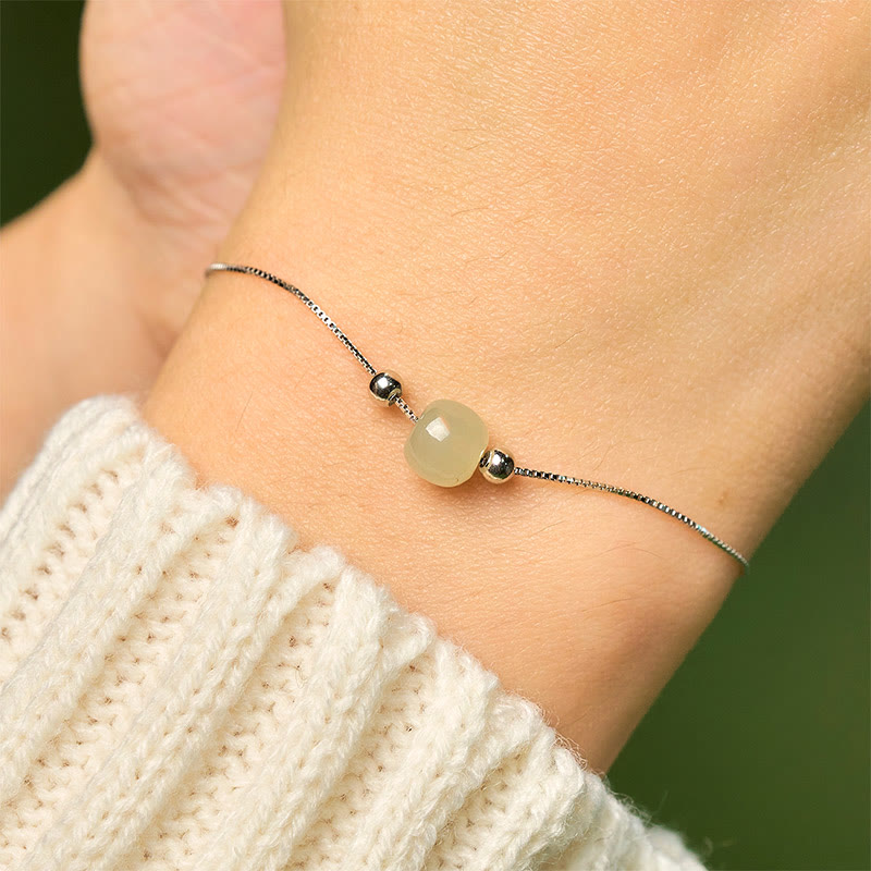 Buddha Stones 925 Sterling Silber Natürliche Jade Perle Fülle Kette Armband - image 22