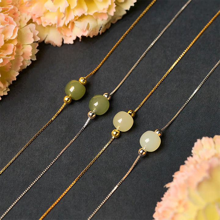 Buddha Stones 925 Sterling Silber Natürliche Jade Perle Fülle Kette Armband - image 23