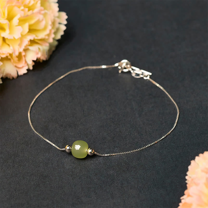 Buddha Stones 925 Sterling Silber Natürliche Jade Perle Fülle Kette Armband - image 10