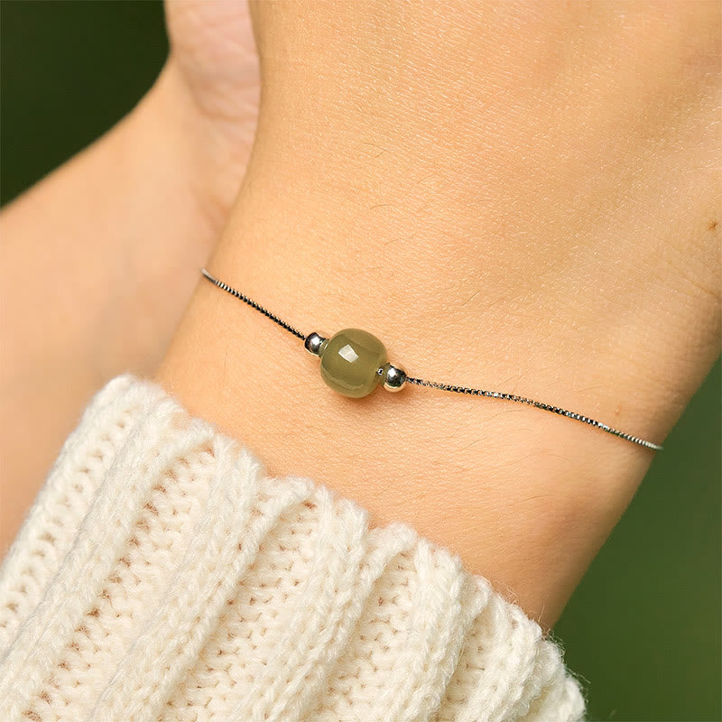 Buddha Stones 925 Sterling Silber Natürliche Jade Perle Fülle Kette Armband - image 4