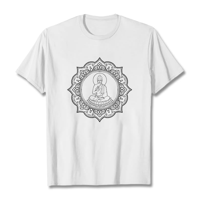 Buddha Stones Buddha Meditieren In Lotus Position Muster T T-shirt - Weiß - 2XL - image 8