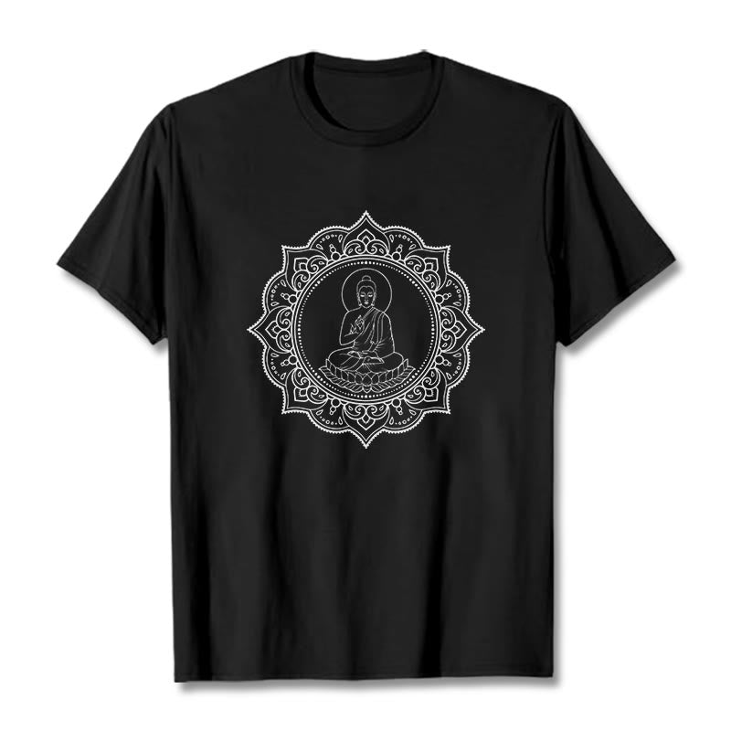 Buddha Stones Buddha Meditieren In Lotus Position Muster T T-shirt - Schwarz - 2XL - image 4