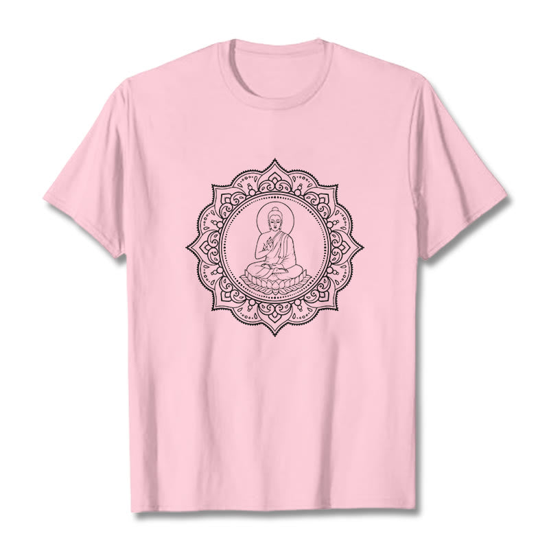 Buddha Stones Buddha Meditieren In Lotus Position Muster T T-shirt - Hellrosa - 2XL - image 13