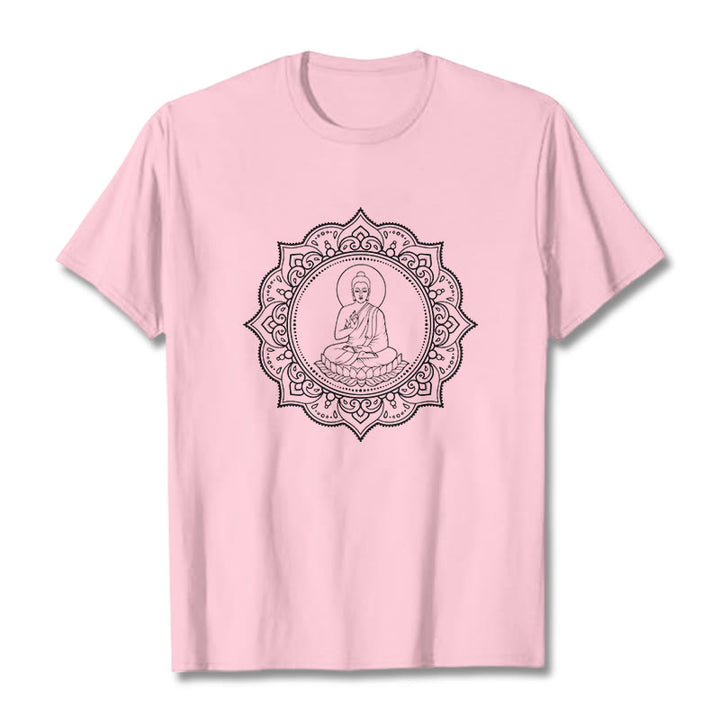 Buddha Stones Buddha Meditieren In Lotus Position Muster T T-shirt - Hellrosa - 2XL - image 13