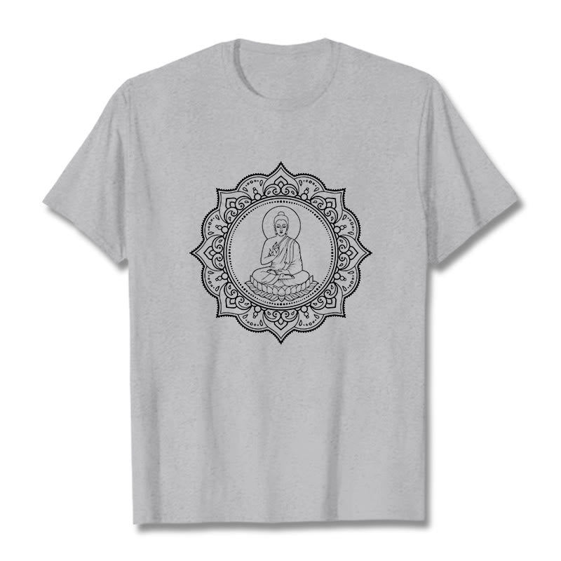 Buddha Stones Buddha Meditieren In Lotus Position Muster T T-shirt - Hellgrau - 2XL - image 20