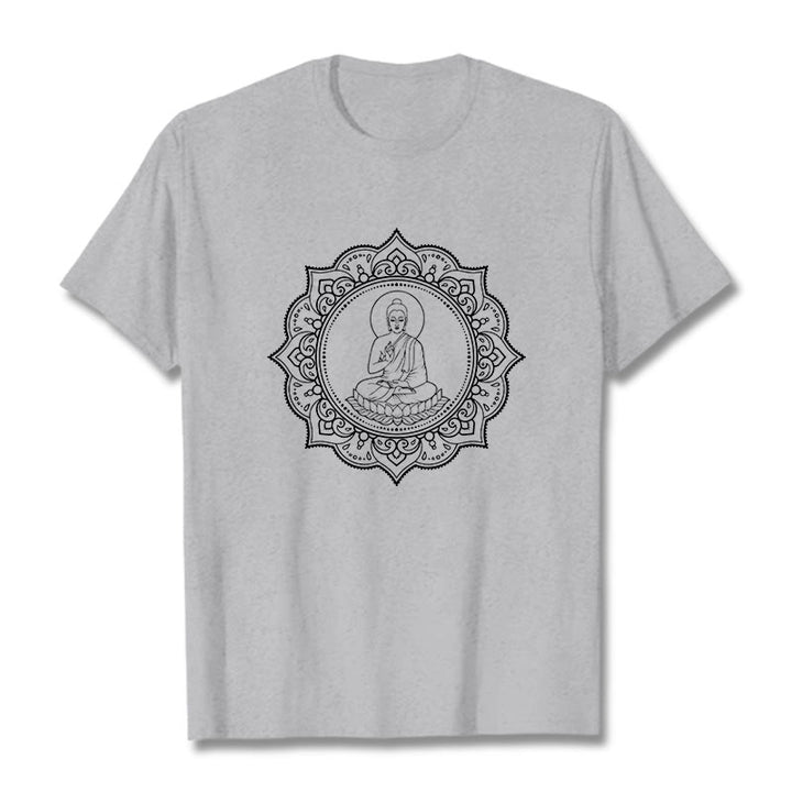 Buddha Stones Buddha Meditieren In Lotus Position Muster T T-shirt - Hellgrau - 2XL - image 20