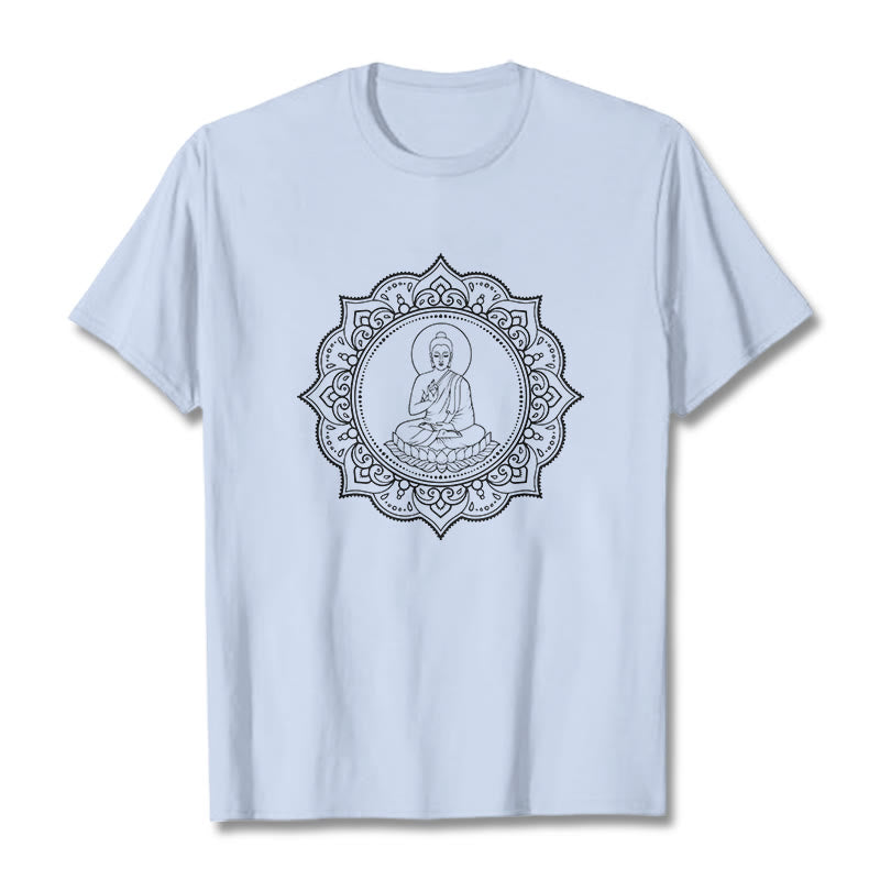 Buddha Stones Buddha Meditieren In Lotus Position Muster T T-shirt - HellCyan - 2XL - image 19
