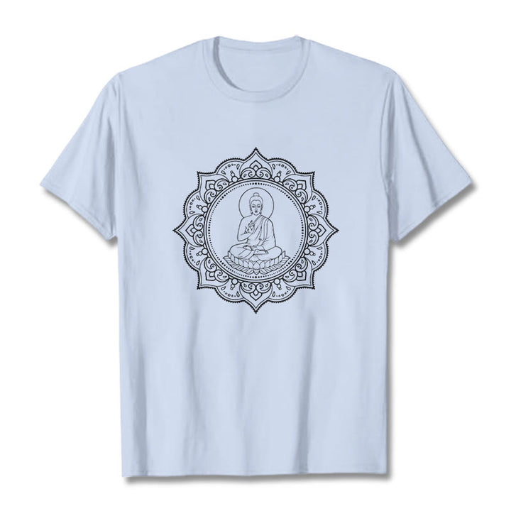 Buddha Stones Buddha Meditieren In Lotus Position Muster T T-shirt - HellCyan - 2XL - image 19