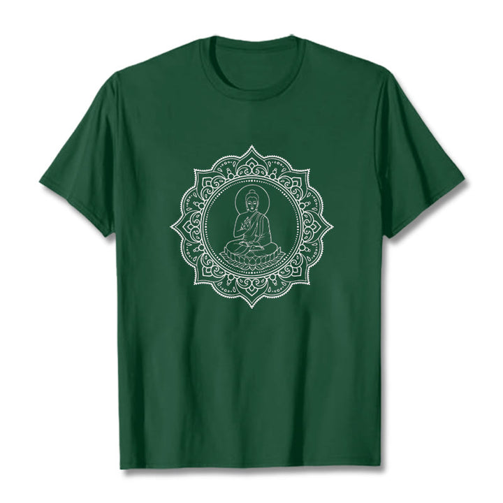 Buddha Stones Buddha Meditieren In Lotus Position Muster T T-shirt - WaldGrün - 2XL - image 1