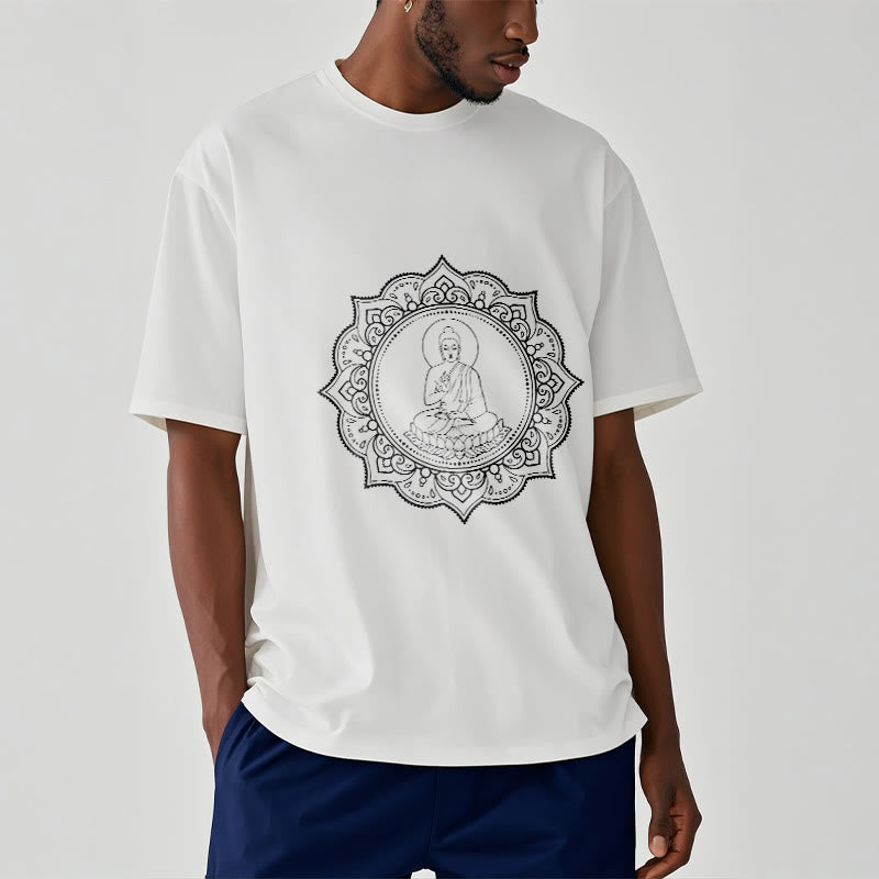 Buddha Stones Buddha Meditieren In Lotus Position Muster T T-shirt - image 9