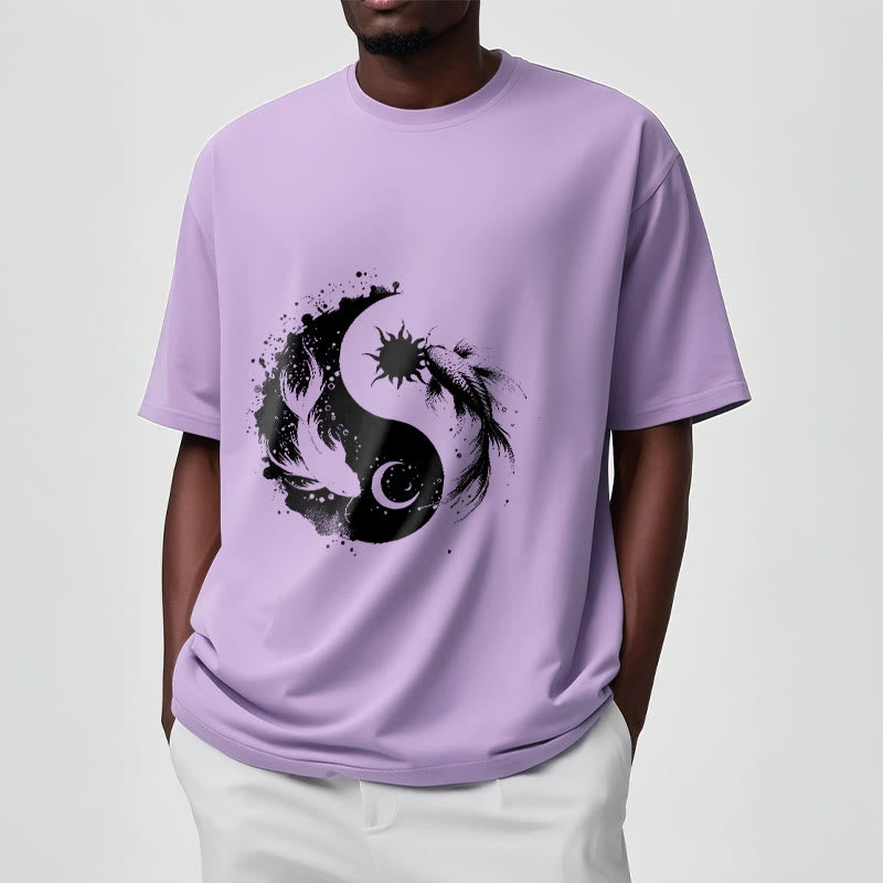 Buddha Stonessun und Mond Yin Yang Koi Muster T-Shirt - image 18