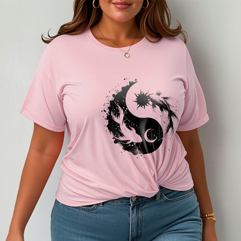 Buddha Stonessun und Mond Yin Yang Koi Muster T-Shirt - image 14