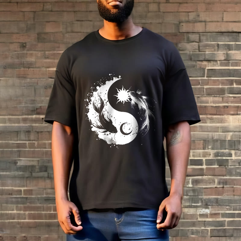 Buddha Stonessun und Mond Yin Yang Koi Muster T-Shirt - image 7