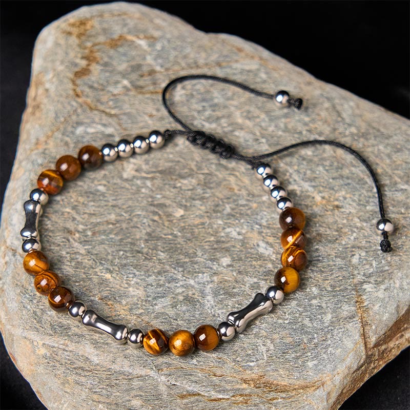 Buddha Stones Niedliches Knochenmuster Tigerauge Mut Perlen Armband - image 4