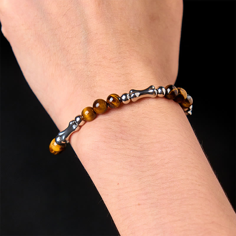 Buddha Stones Niedliches Knochenmuster Tigerauge Mut Perlen Armband - image 5