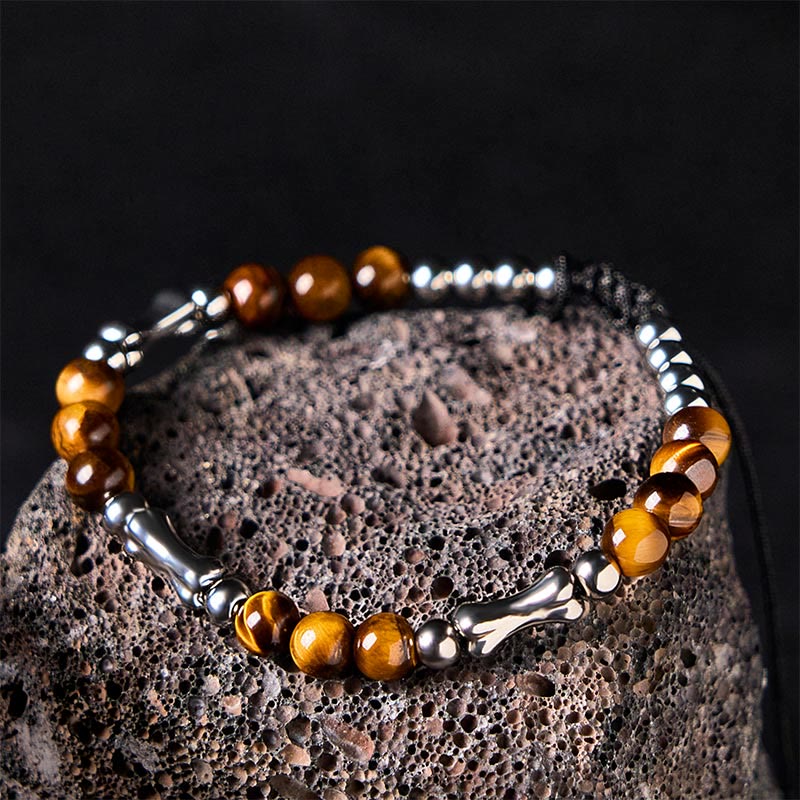 Buddha Stones Niedliches Knochenmuster Tigerauge Mut Perlen Armband - image 2