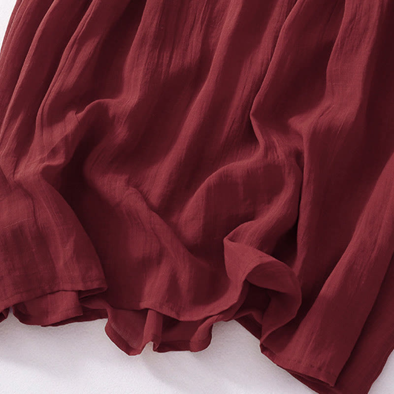 Kurzärmliges Midikleid aus Baumwolle mit Buddha Stones -Stickerei in Volltonfarbe - image 27