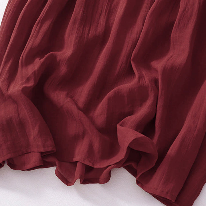 Kurzärmliges Midikleid aus Baumwolle mit Buddha Stones -Stickerei in Volltonfarbe - image 27