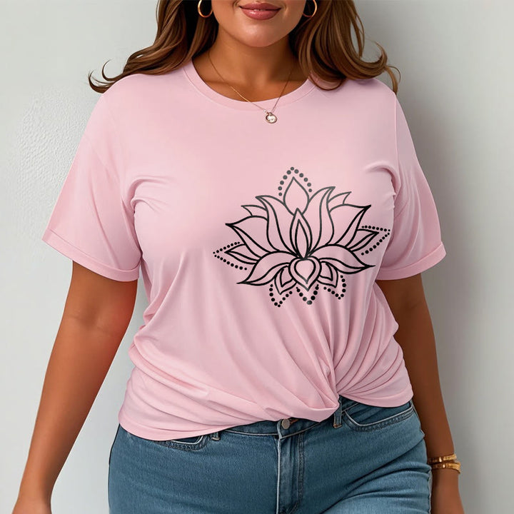 Buddha Stones Lotus Flower Pattern Einfaches Design Baumwoll-T-Shirt - image 14