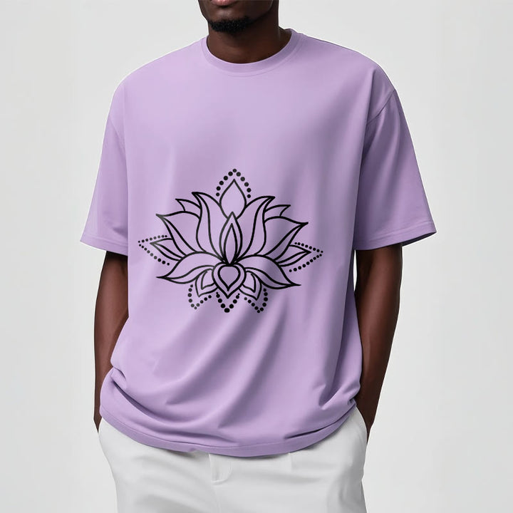 Buddha Stones Lotus Flower Pattern Einfaches Design Baumwoll-T-Shirt - image 18