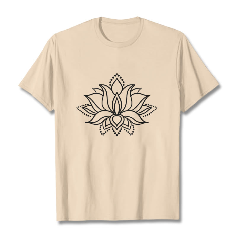 Buddha Stones Lotus Flower Pattern Einfaches Design Baumwoll-T-Shirt - Bisque - 2XL - image 11