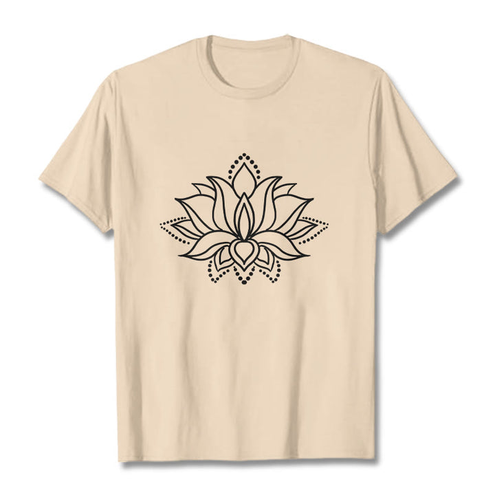 Buddha Stones Lotus Flower Pattern Einfaches Design Baumwoll-T-Shirt - Bisque - 2XL - image 11