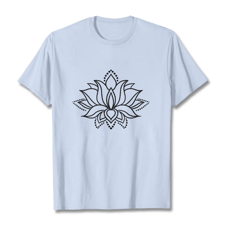 Buddha Stones Lotus Flower Pattern Einfaches Design Baumwoll-T-Shirt - HellCyan - 2XL - image 19