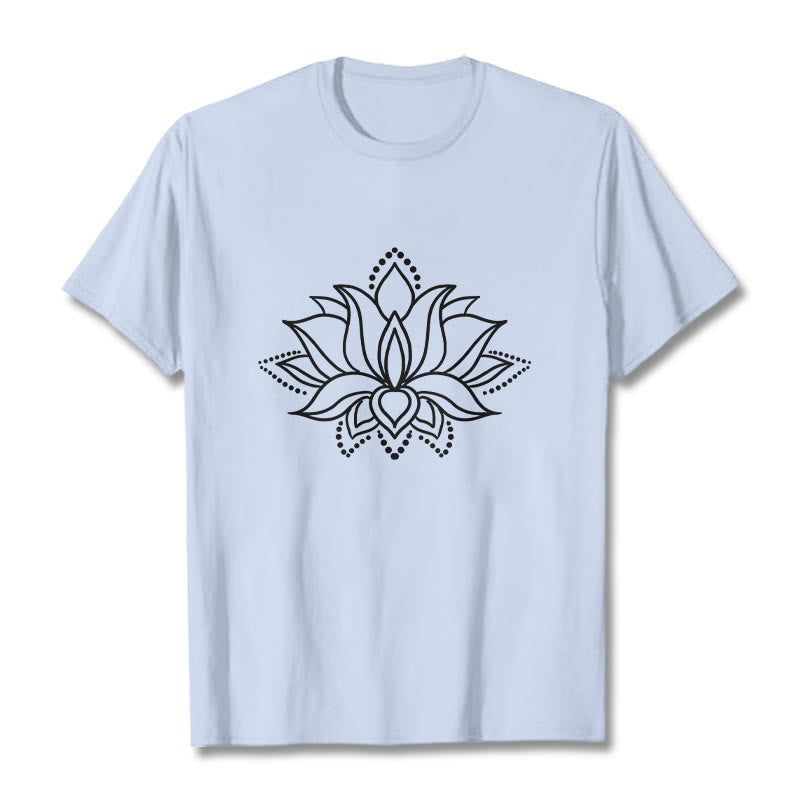 Buddha Stones Lotus Flower Pattern Einfaches Design Baumwoll-T-Shirt - HellCyan - 2XL - image 19