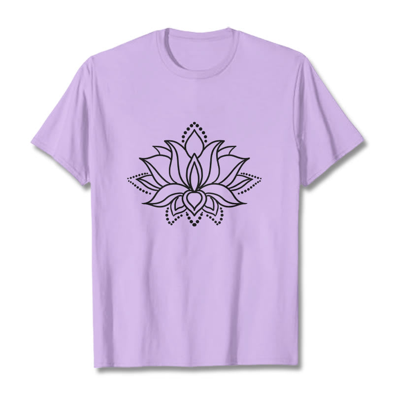 Buddha Stones Lotus Flower Pattern Einfaches Design Baumwoll-T-Shirt - Pflaume - 2XL - image 17