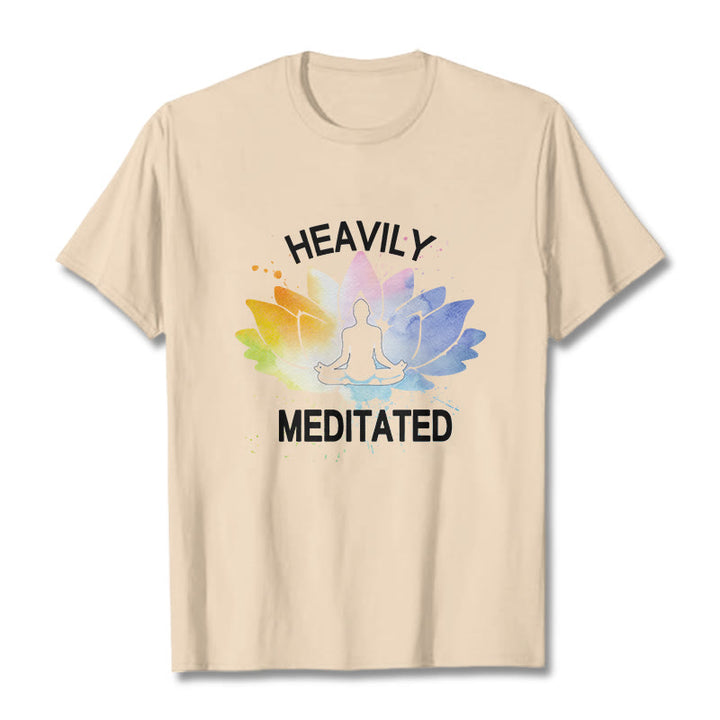 Buddha Stones Bunte Lotus Blume Meditation Figur Muster Baumwolle T-shirt - Bisque - 2XL - image 9