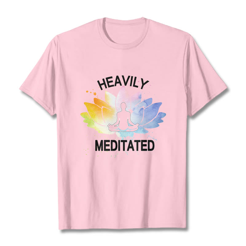 Buddha Stones Bunte Lotus Blume Meditation Figur Muster Baumwolle T-shirt - Hellrosa - 2XL - image 13