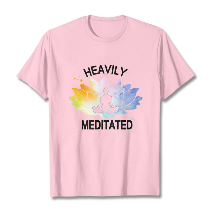 Buddha Stones Bunte Lotus Blume Meditation Figur Muster Baumwolle T-shirt - Hellrosa - 2XL - image 13