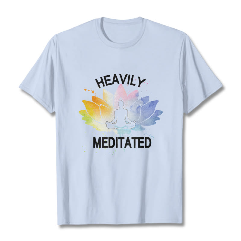Buddha Stones Bunte Lotus Blume Meditation Figur Muster Baumwolle T-shirt - HellCyan - 2XL - image 19