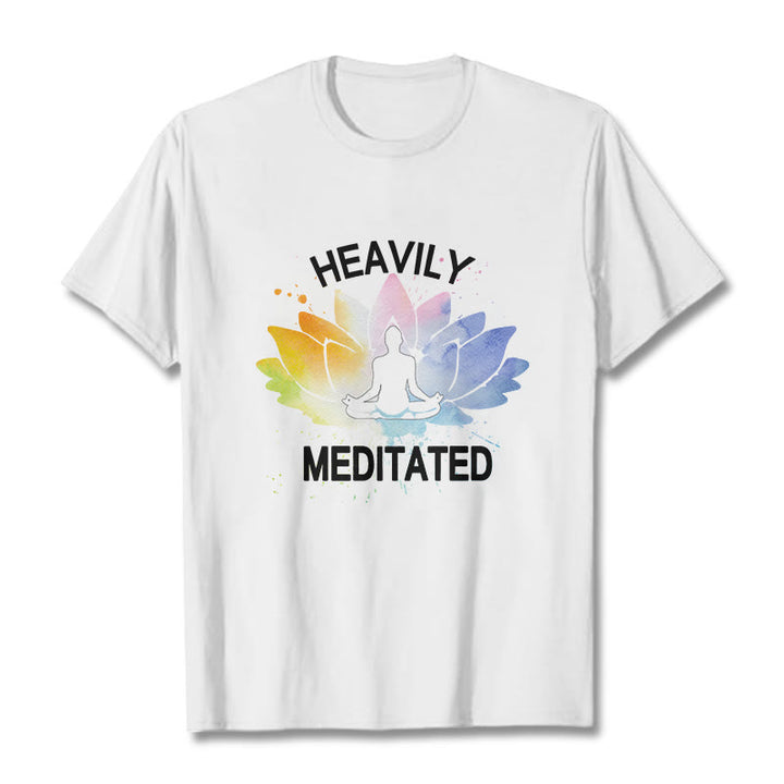 Buddha Stones Bunte Lotus Blume Meditation Figur Muster Baumwolle T-shirt - Weiß - 2XL - image 6