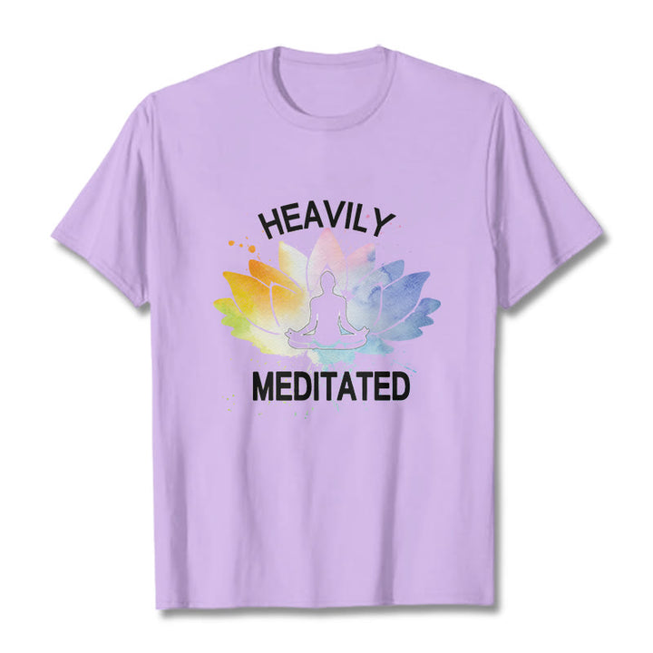 Buddha Stones Bunte Lotus Blume Meditation Figur Muster Baumwolle T-shirt - Pflaume - 2XL - image 17
