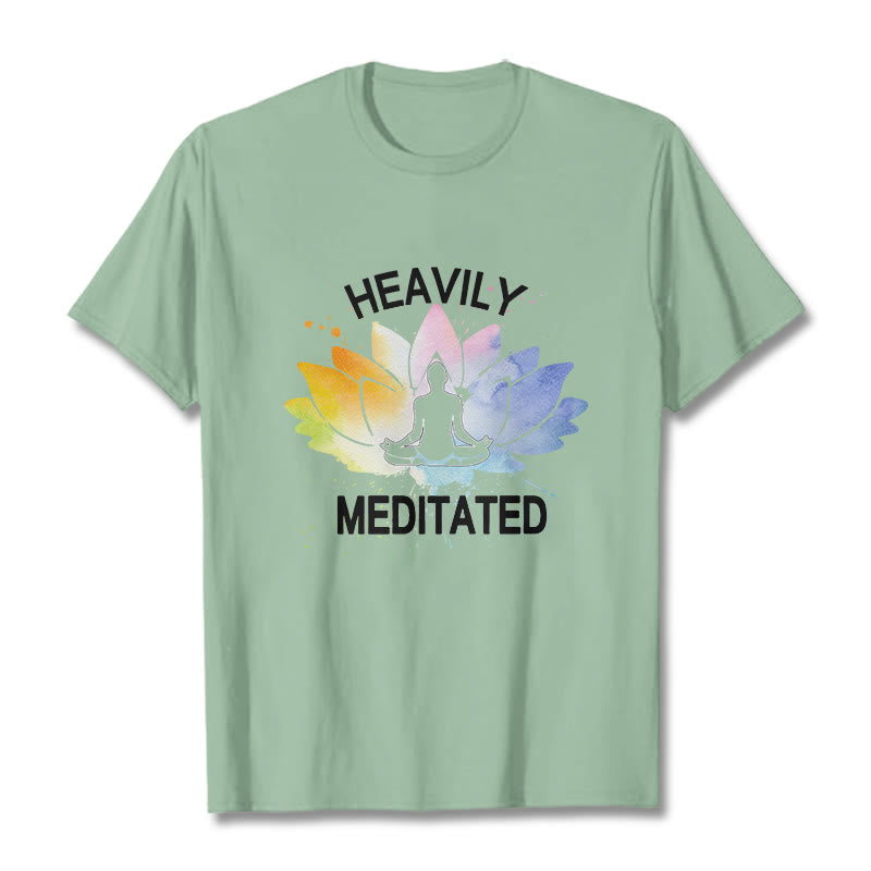 Buddha Stones Bunte Lotus Blume Meditation Figur Muster Baumwolle T-shirt - Blassgrün - 2XL - image 15
