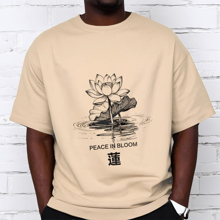 Buddha Stones Lotusblume Lotusblatt Wellenmuster T-Shirt aus Baumwolle - image 10