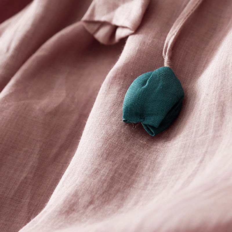 Buddha Stones Damenhose mit weitem Bein und Kordelzug aus Baumwolle im schlichten Design mit Taschen - image 16