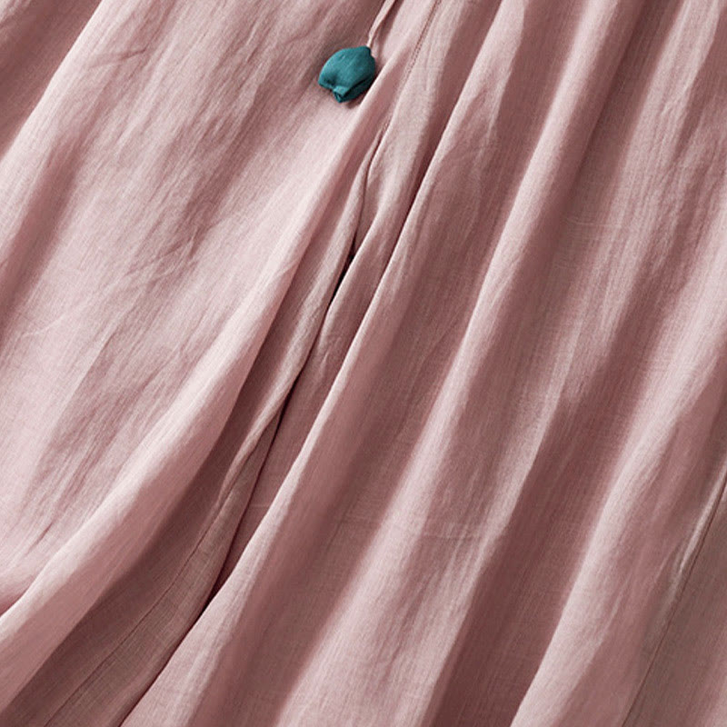 Buddha Stones Damenhose mit weitem Bein und Kordelzug aus Baumwolle im schlichten Design mit Taschen - image 14