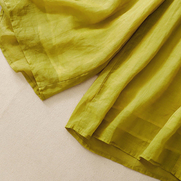 Buddha Stones Damenhose mit weitem Bein und Kordelzug aus Baumwolle im schlichten Design mit Taschen - image 19