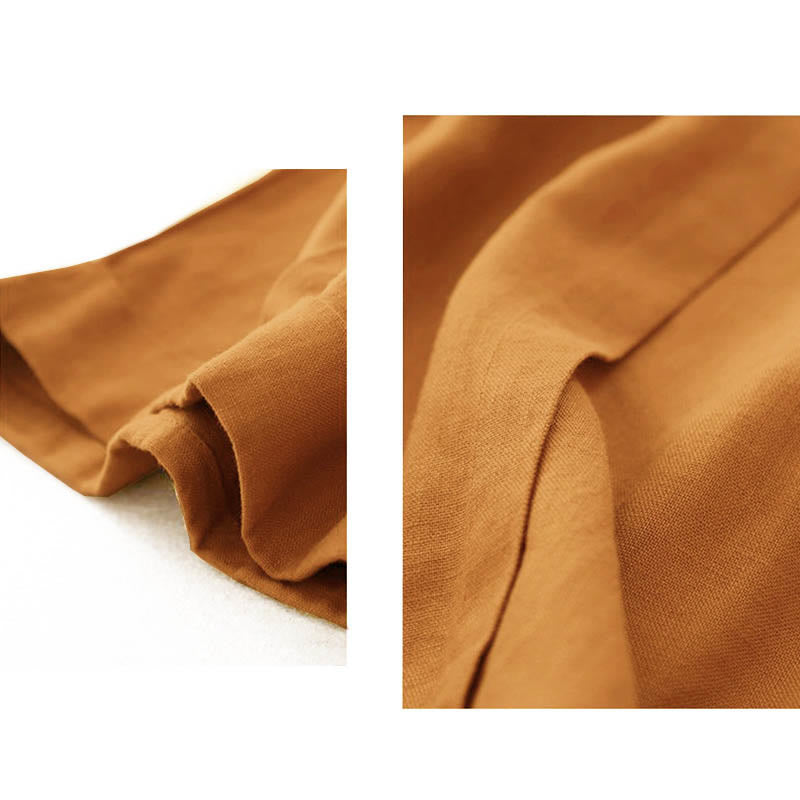 Buddha Stones Lässige, einfarbige Baumwoll-Shorts für Damen mit Taschen - image 5