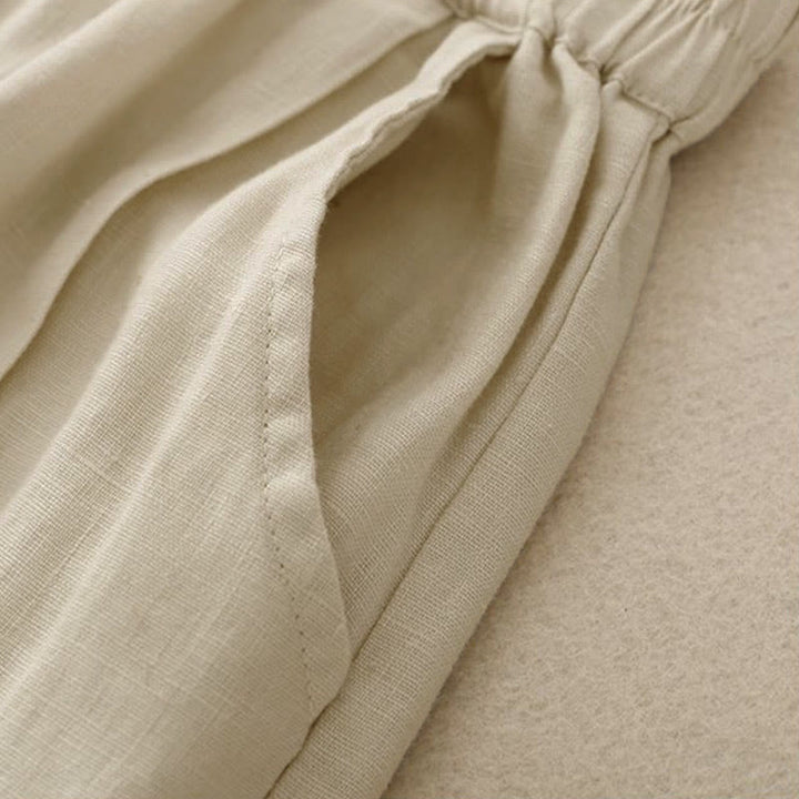 Buddha Stones Lässige, einfarbige Baumwoll-Shorts für Damen mit Taschen - image 13