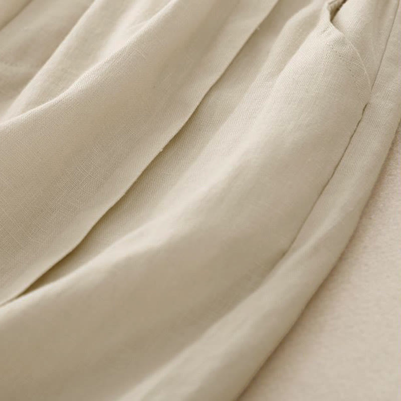 Buddha Stones Lässige, einfarbige Baumwoll-Shorts für Damen mit Taschen - image 12