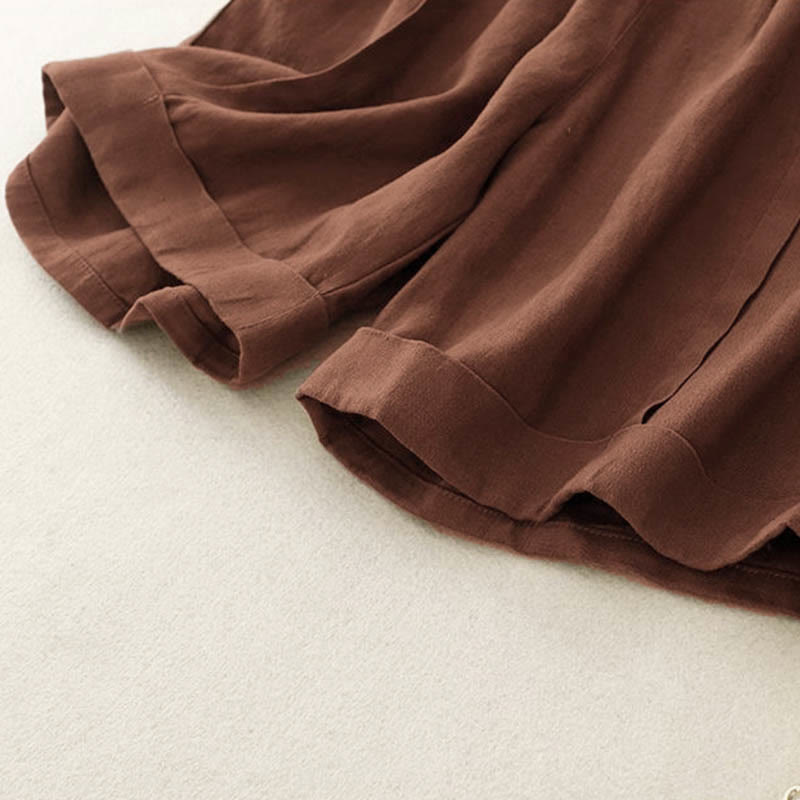 Buddha Stones Lässige, einfarbige Baumwoll-Shorts für Damen mit Taschen - image 16