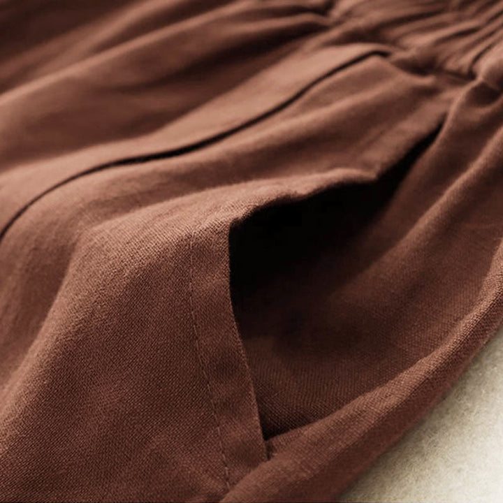 Buddha Stones Lässige, einfarbige Baumwoll-Shorts für Damen mit Taschen - image 18