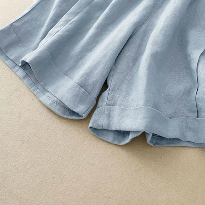 Buddha Stones Lässige, einfarbige Baumwoll-Shorts für Damen mit Taschen - image 21